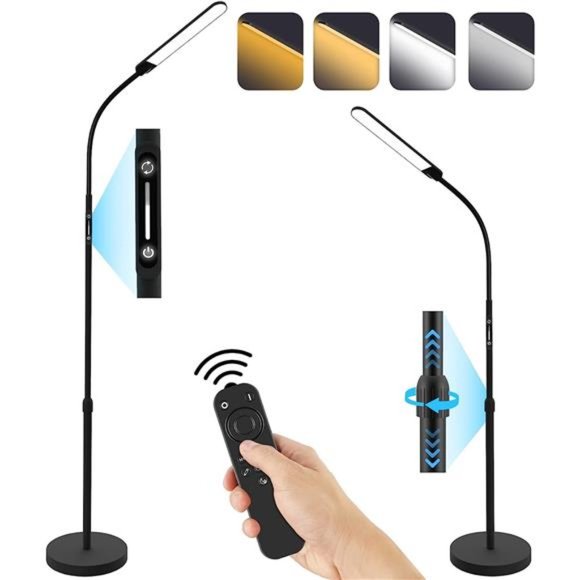 Led Floor LampModern Reading Adjustable Standing Height 4 Colors and Stepless